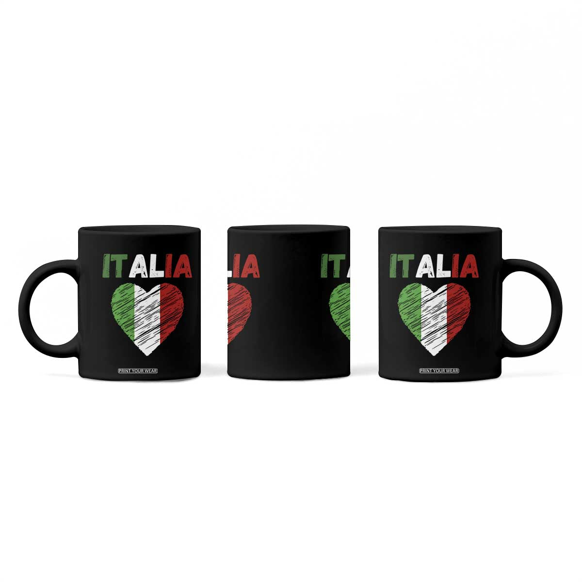 Italian Flag Heart Coffee Mug Retro Vintage Italia Graphic
