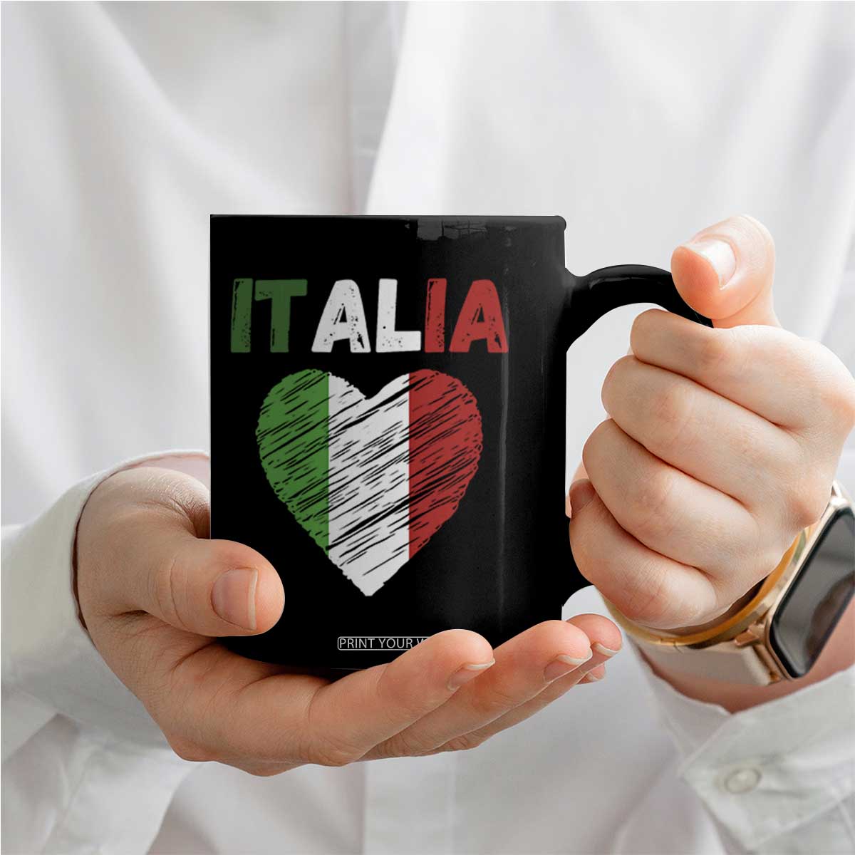 Italian Flag Heart Coffee Mug Retro Vintage Italia Graphic