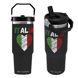 Italian Flag Heart Flip Straw Tumbler Retro Vintage Italia Graphic