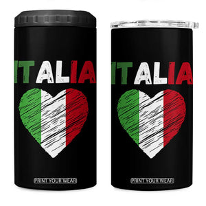 Italian Flag Heart 4 in 1 Can Cooler Tumbler Retro Vintage Italia Graphic