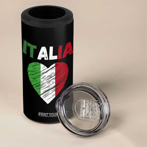 Italian Flag Heart 4 in 1 Can Cooler Tumbler Retro Vintage Italia Graphic