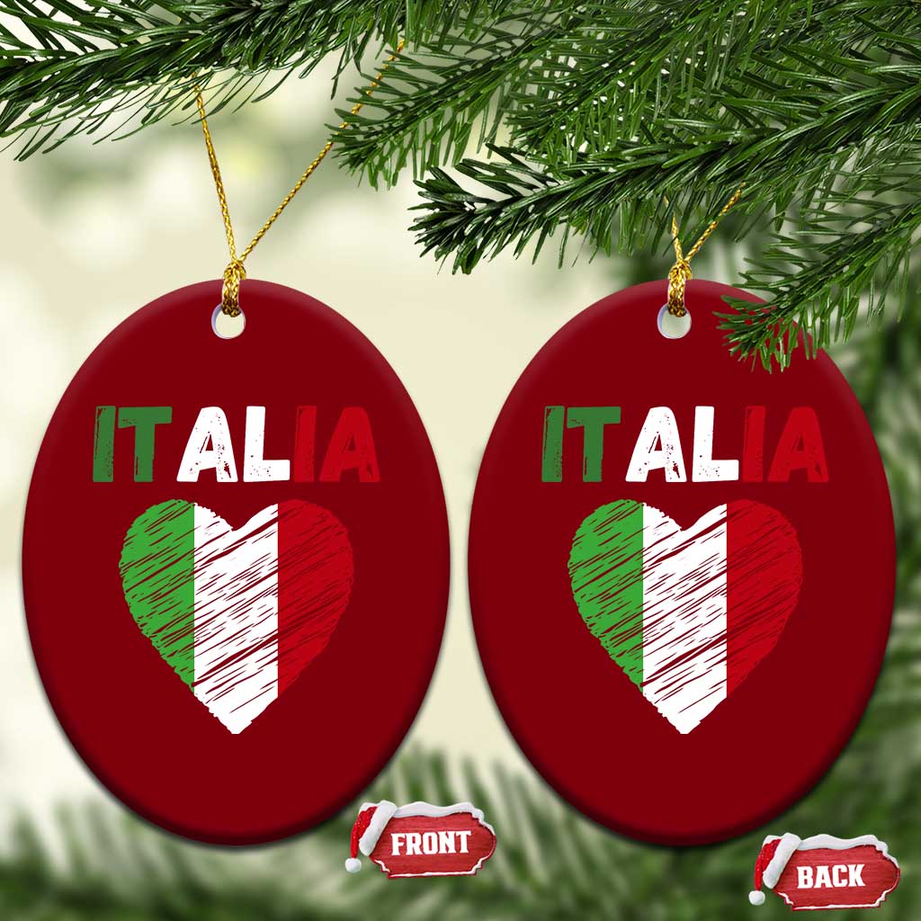 Italian Flag Heart Ceramic Ornament Retro Vintage Italia Graphic