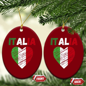 Italian Flag Heart Ceramic Ornament Retro Vintage Italia Graphic