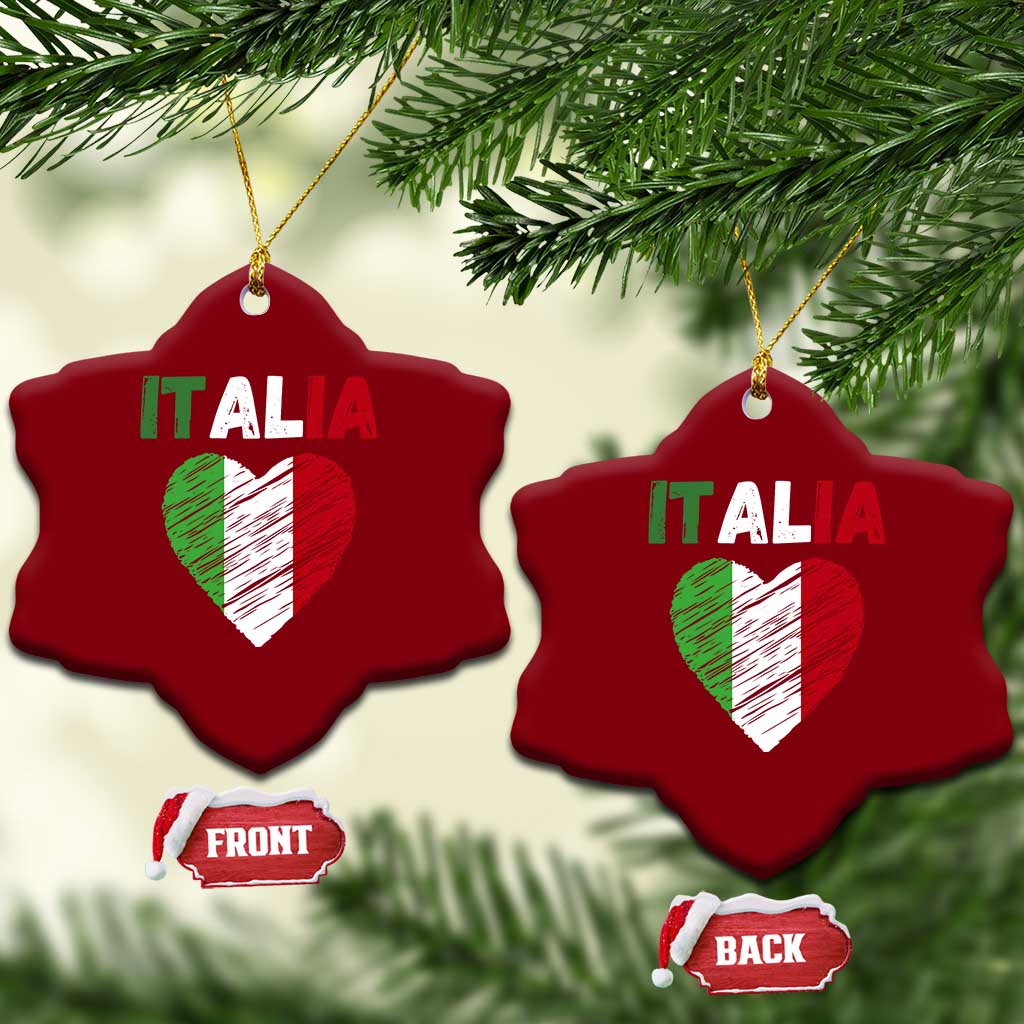 Italian Flag Heart Ceramic Ornament Retro Vintage Italia Graphic