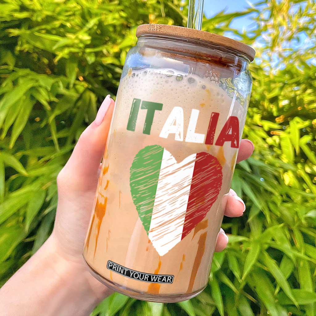 Italian Flag Heart Glass Can Retro Vintage Italia Graphic