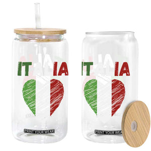 Italian Flag Heart Glass Can Retro Vintage Italia Graphic