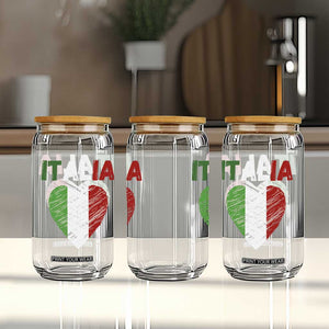 Italian Flag Heart Glass Can Retro Vintage Italia Graphic