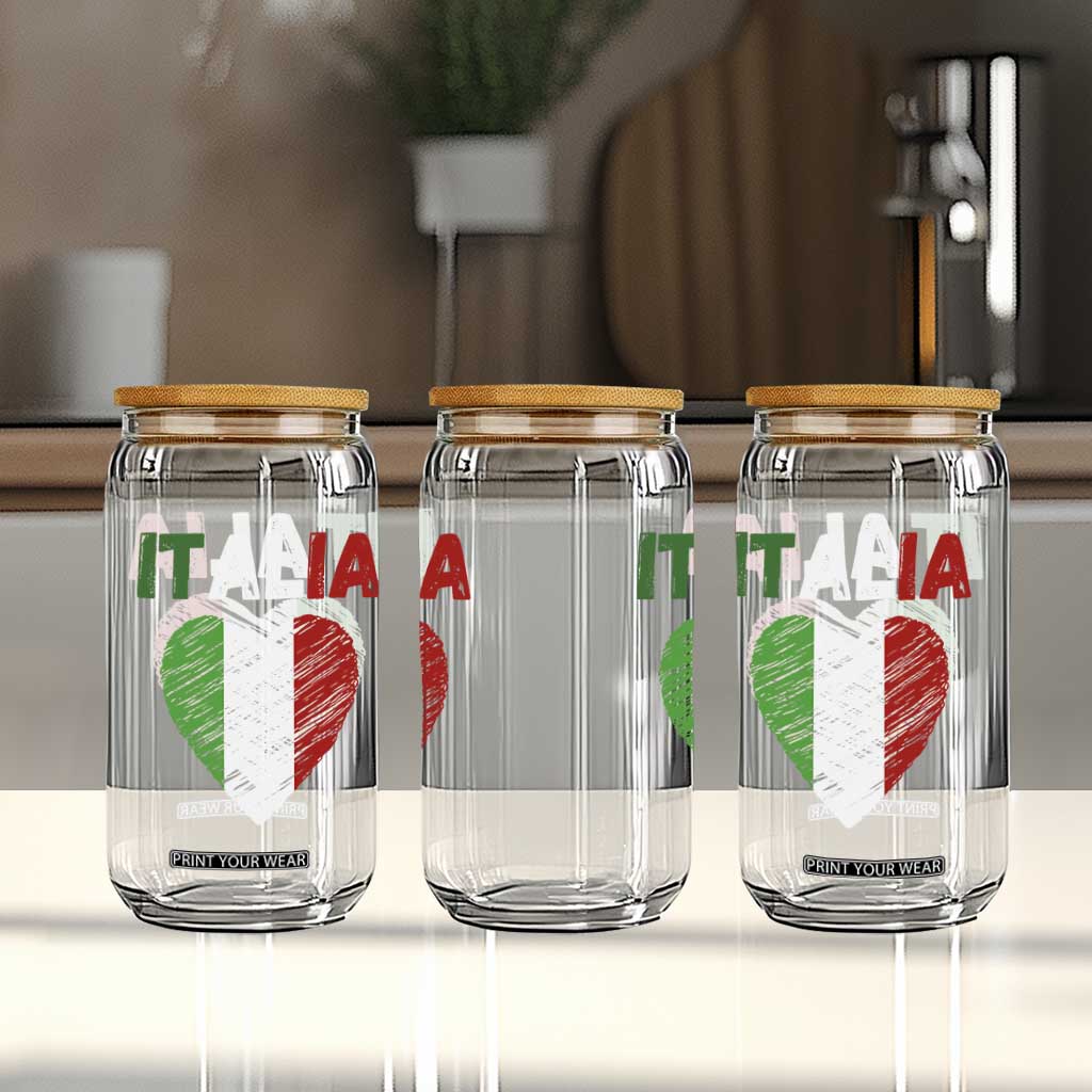 Italian Flag Heart Glass Can Retro Vintage Italia Graphic