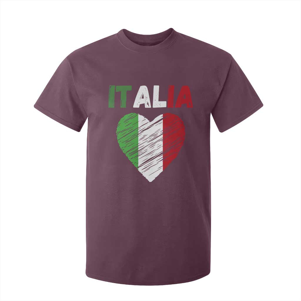Italian Flag Heart T Shirt For Kid Retro Vintage Italia Graphic