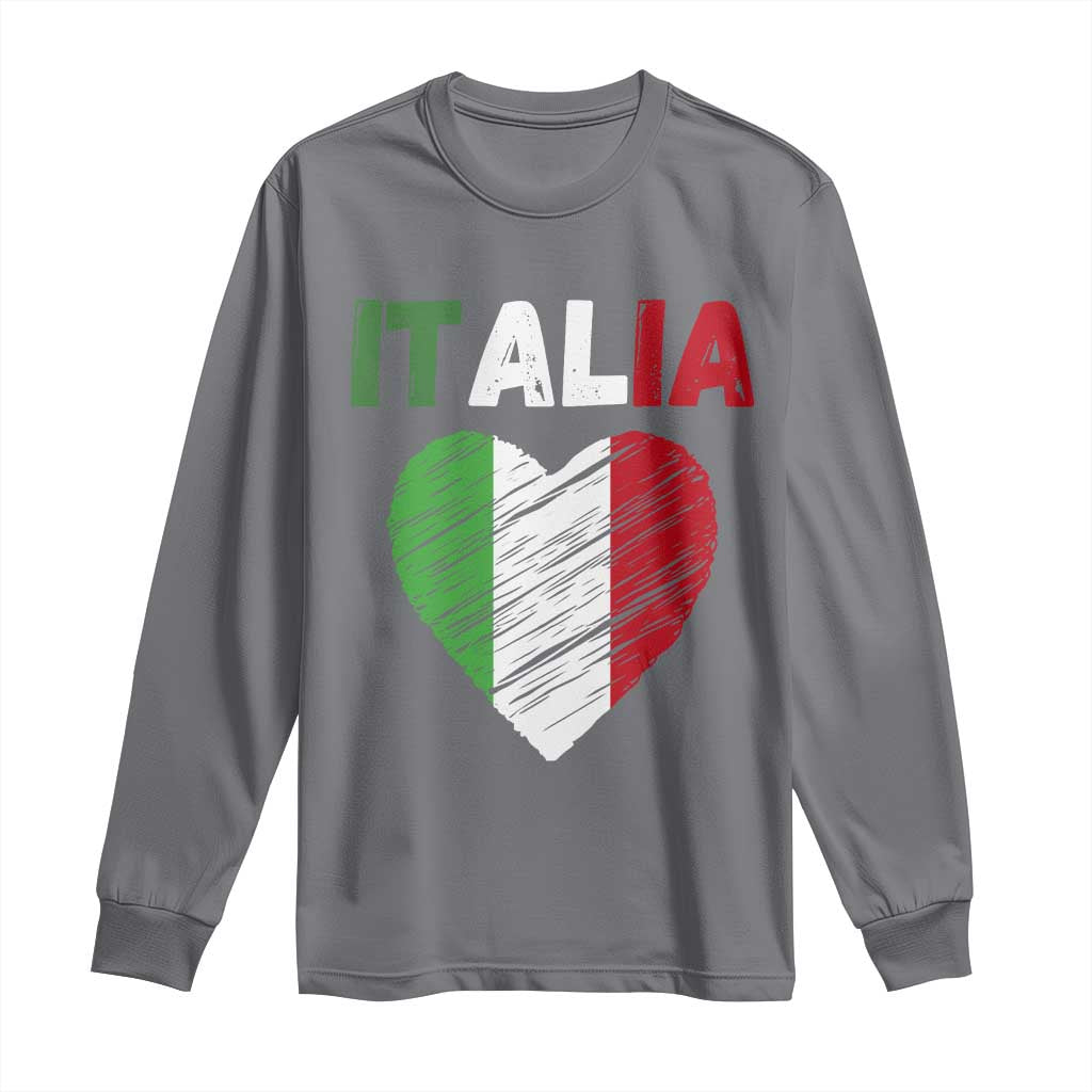 Italian Flag Heart Long Sleeve Shirt Retro Vintage Italia Graphic