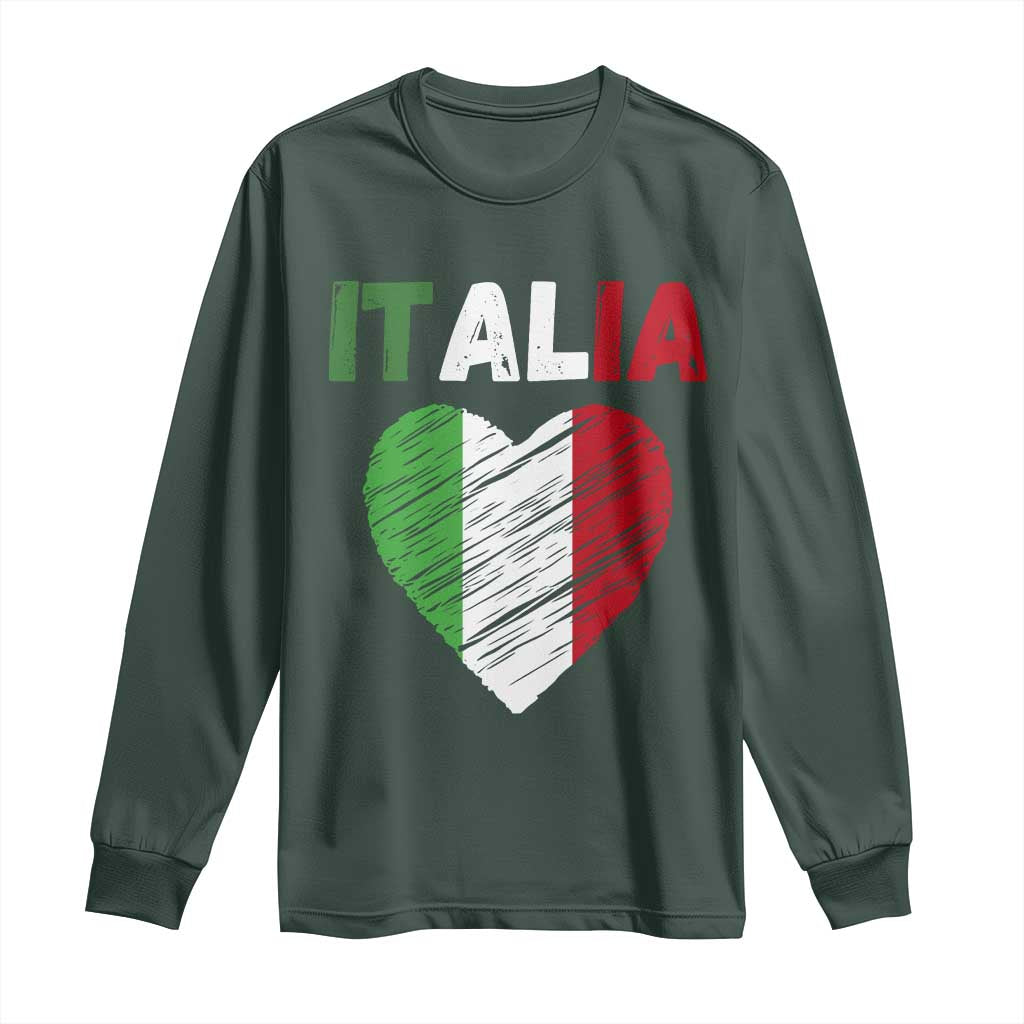 Italian Flag Heart Long Sleeve Shirt Retro Vintage Italia Graphic