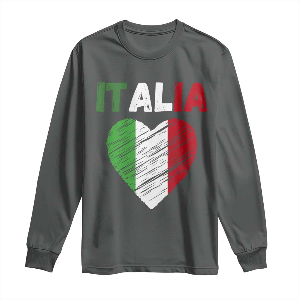 Italian Flag Heart Long Sleeve Shirt Retro Vintage Italia Graphic