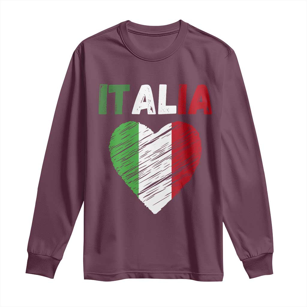 Italian Flag Heart Long Sleeve Shirt Retro Vintage Italia Graphic