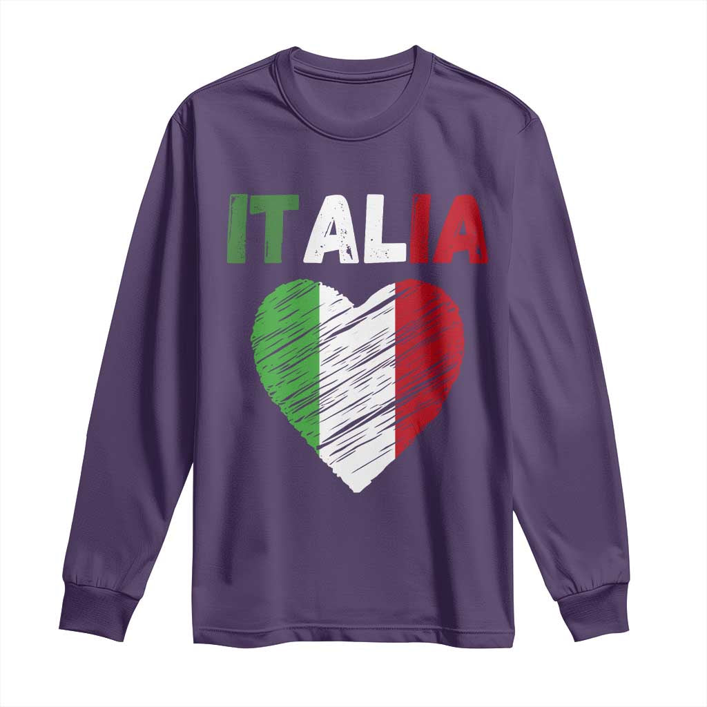 Italian Flag Heart Long Sleeve Shirt Retro Vintage Italia Graphic