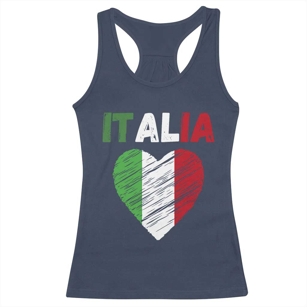 Italian Flag Heart Racerback Tank Top Retro Vintage Italia Graphic