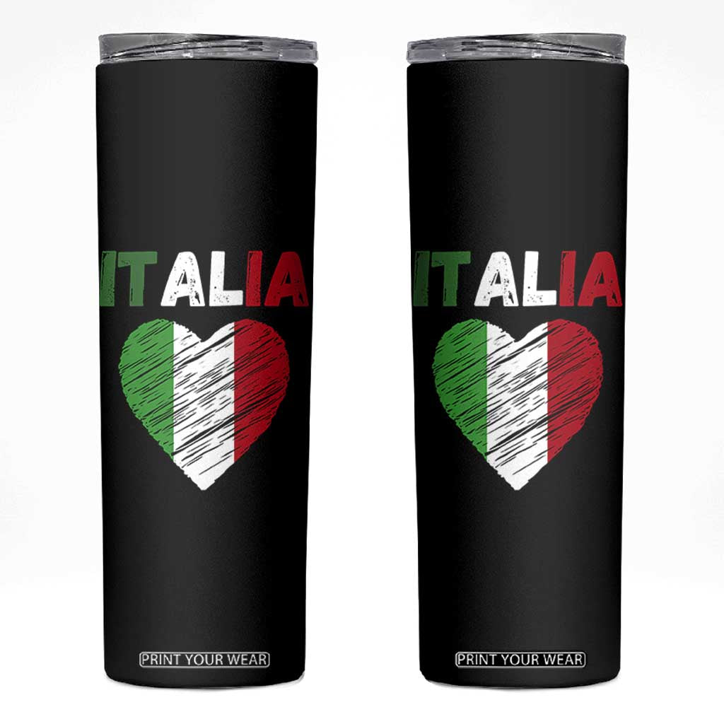 Italian Flag Heart Skinny Tumbler Retro Vintage Italia Graphic