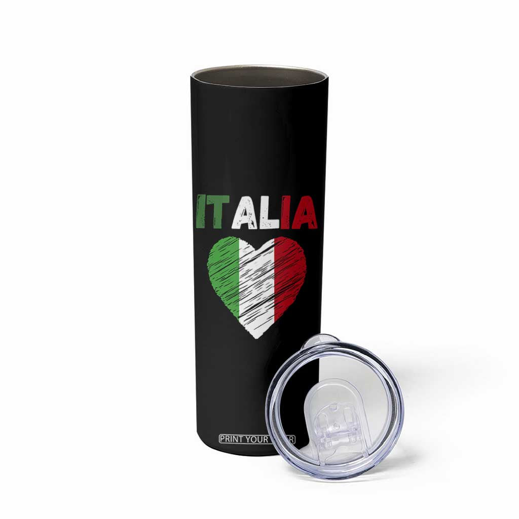 Italian Flag Heart Skinny Tumbler Retro Vintage Italia Graphic