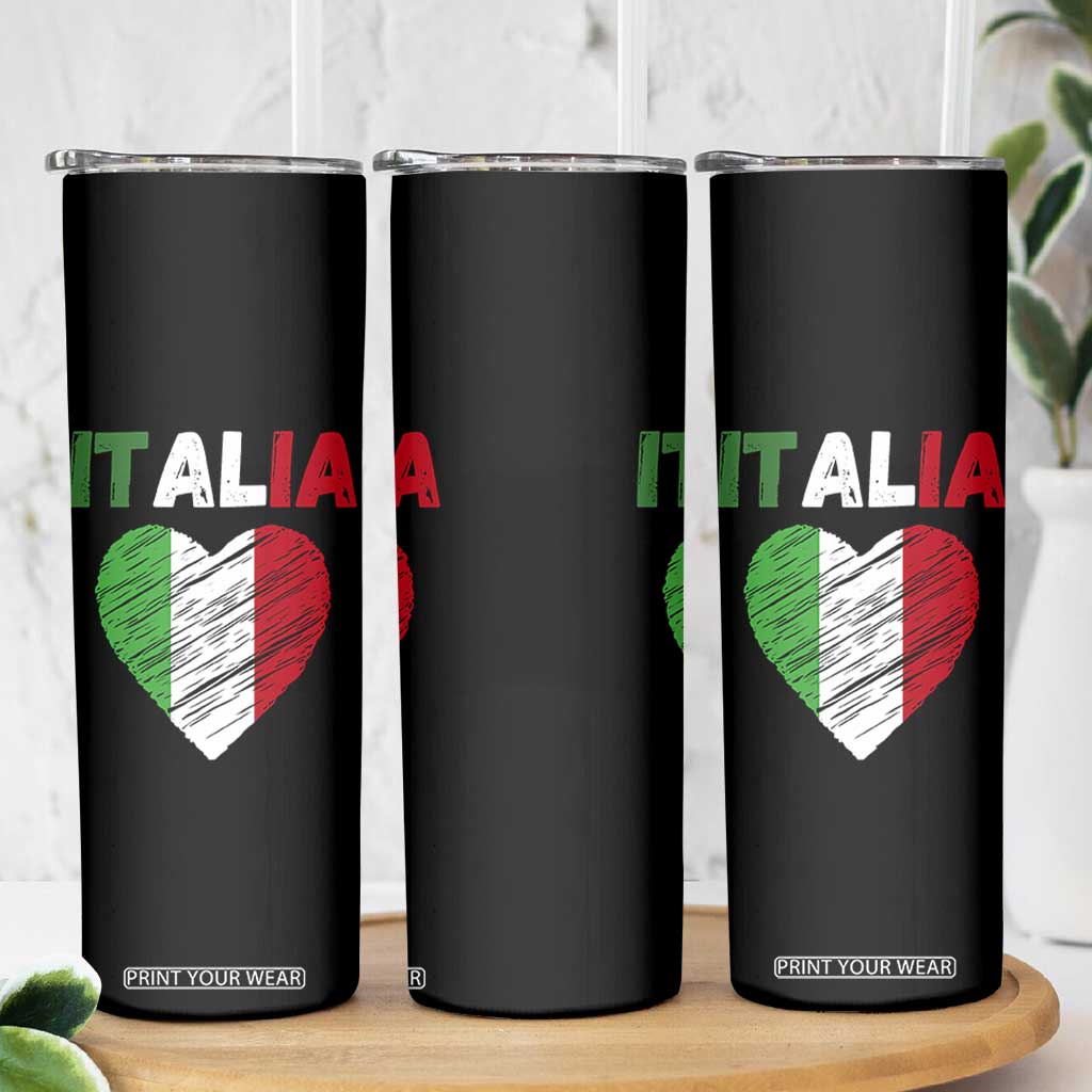 Italian Flag Heart Skinny Tumbler Retro Vintage Italia Graphic