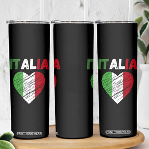 Italian Flag Heart Skinny Tumbler Retro Vintage Italia Graphic