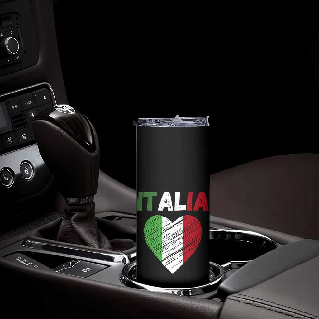 Italian Flag Heart Skinny Tumbler Retro Vintage Italia Graphic