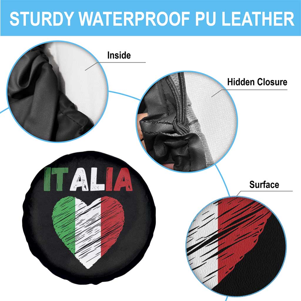 Italian Flag Heart Spare Tire Cover Retro Vintage Italia Graphic