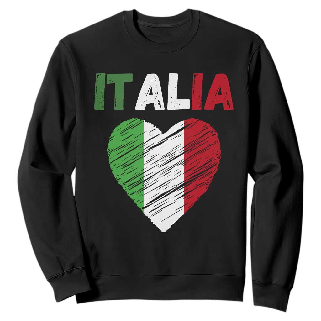 Italian Flag Heart Sweatshirt Retro Vintage Italia Graphic