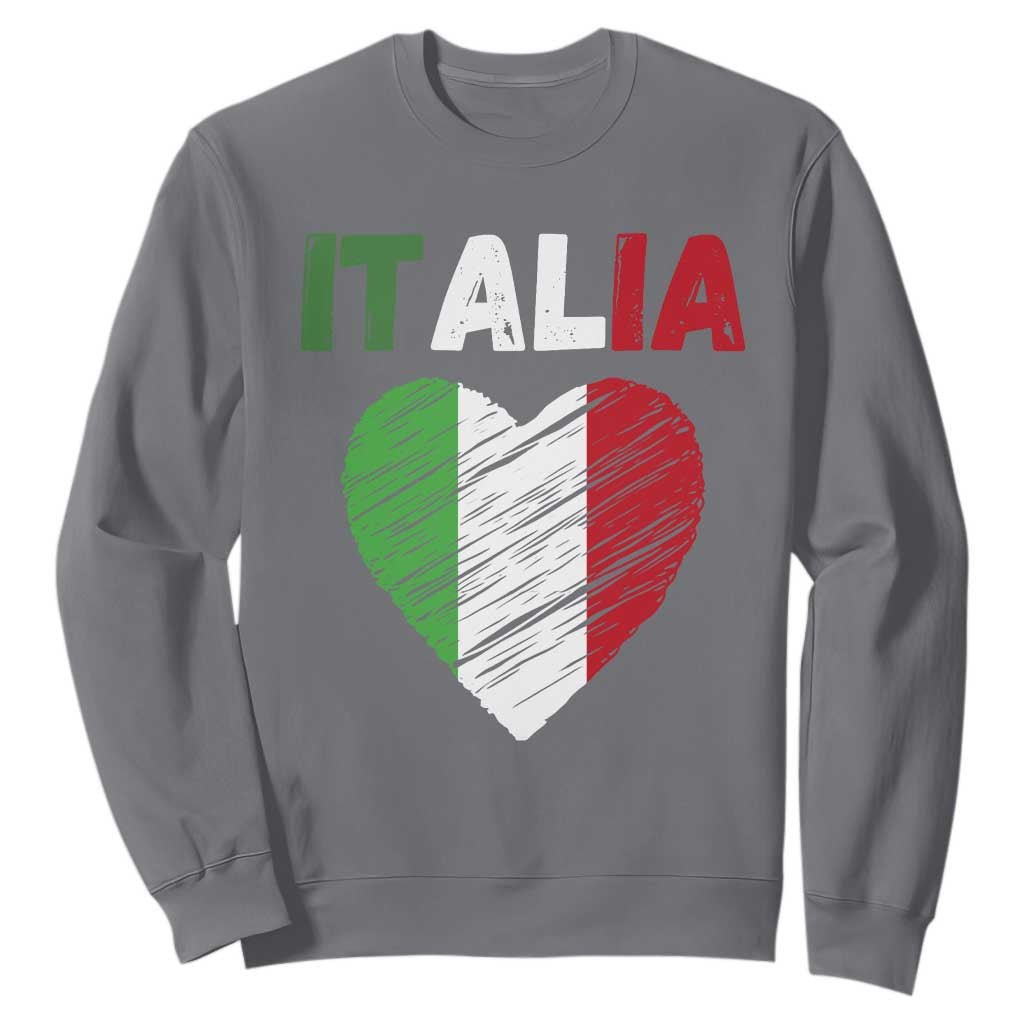 Italian Flag Heart Sweatshirt Retro Vintage Italia Graphic