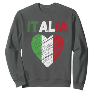 Italian Flag Heart Sweatshirt Retro Vintage Italia Graphic