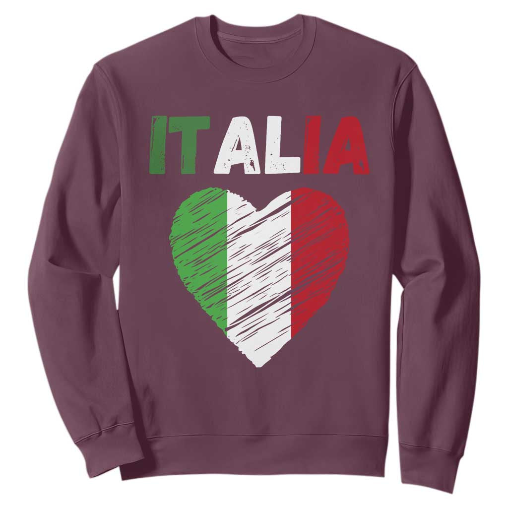 Italian Flag Heart Sweatshirt Retro Vintage Italia Graphic