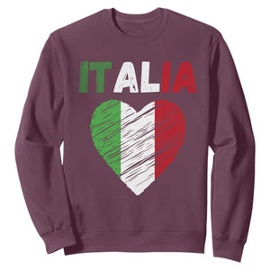 Italian Flag Heart Sweatshirt Retro Vintage Italia Graphic
