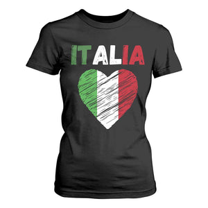 Italian Flag Heart T Shirt For Women Retro Vintage Italia Graphic