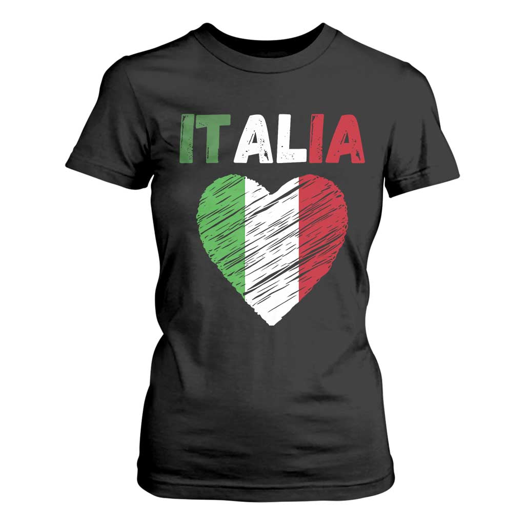 Italian Flag Heart T Shirt For Women Retro Vintage Italia Graphic TS10 Black Print Your Wear