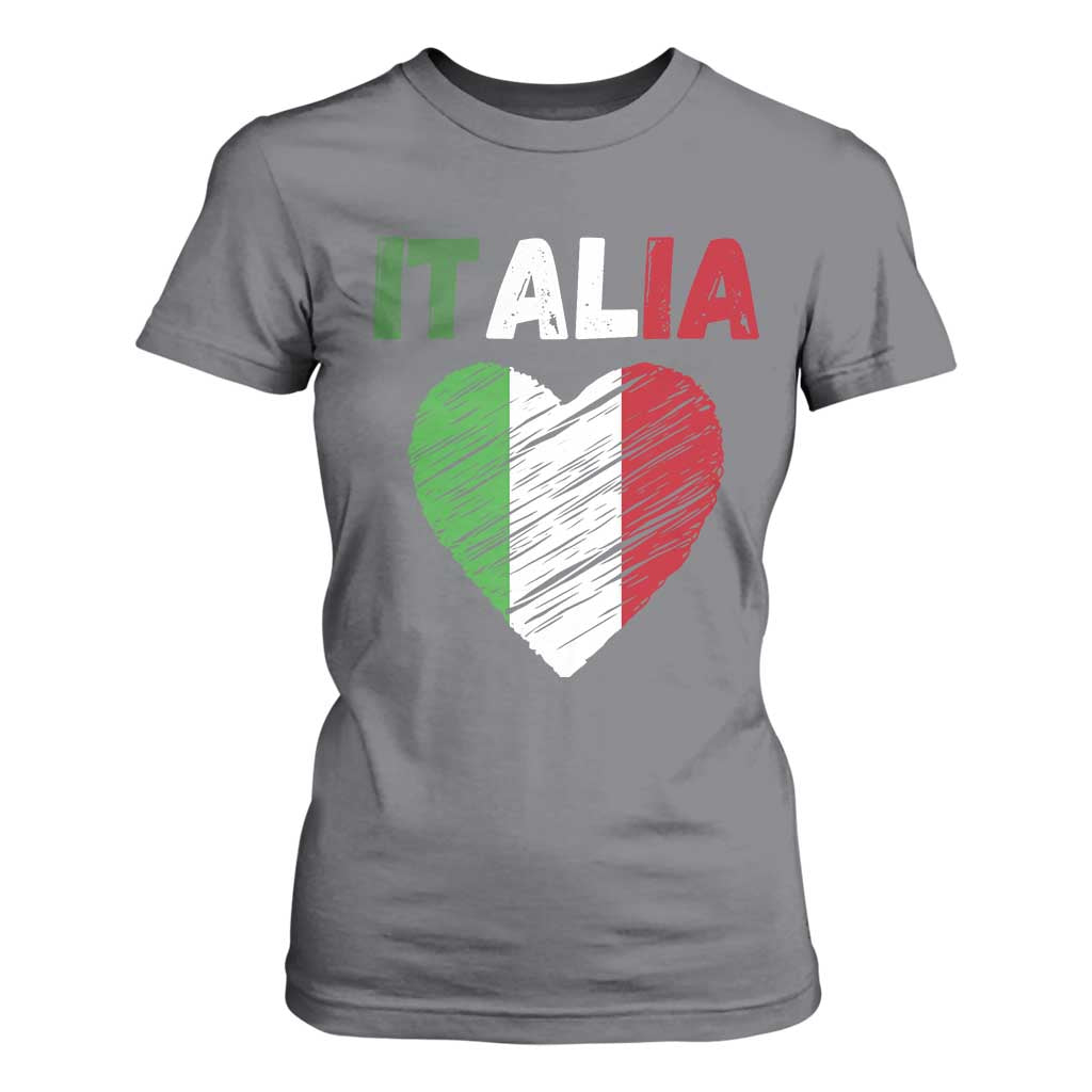 Italian Flag Heart T Shirt For Women Retro Vintage Italia Graphic