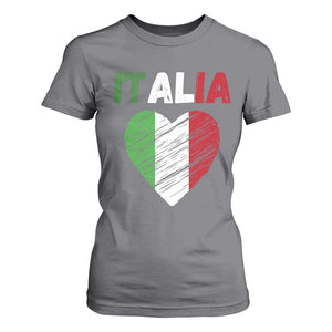 Italian Flag Heart T Shirt For Women Retro Vintage Italia Graphic