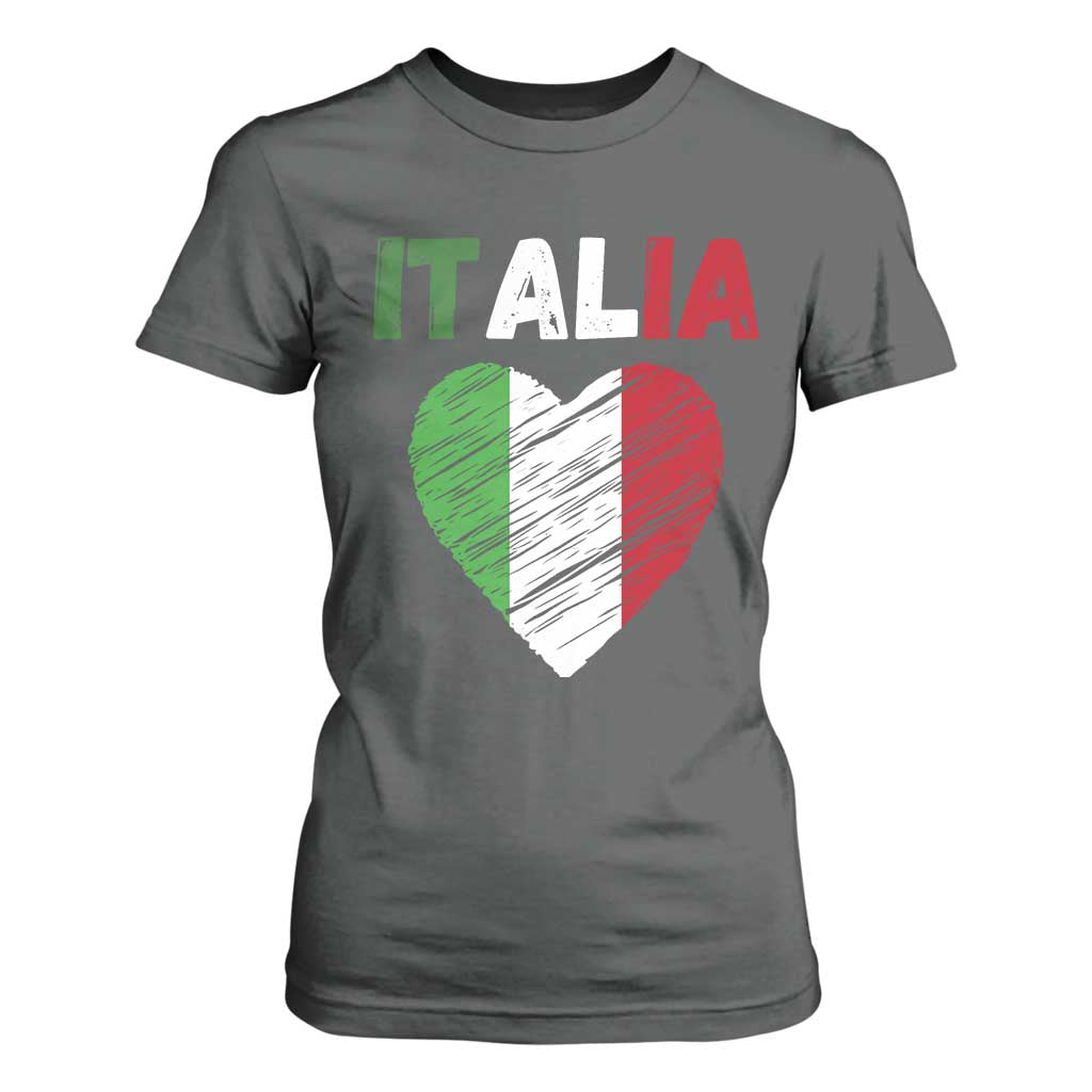 Italian Flag Heart T Shirt For Women Retro Vintage Italia Graphic