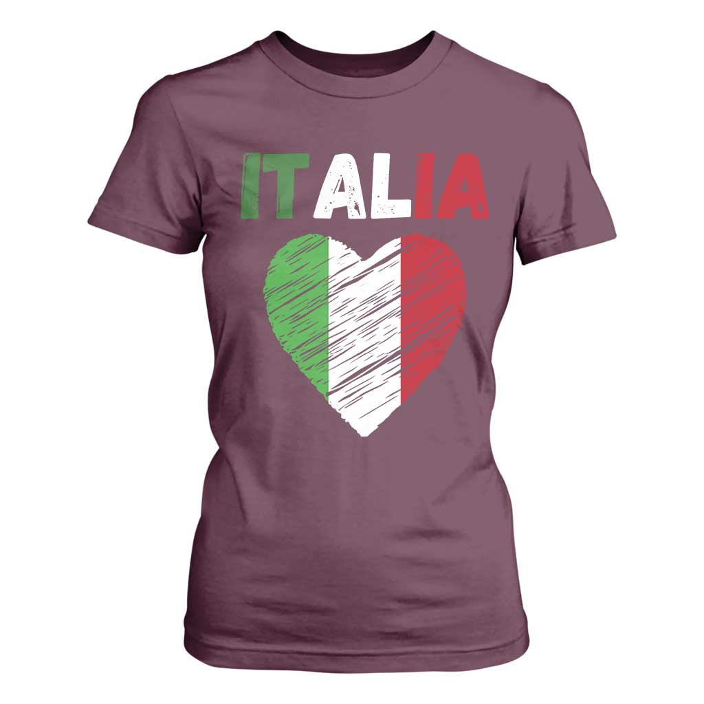 Italian Flag Heart T Shirt For Women Retro Vintage Italia Graphic