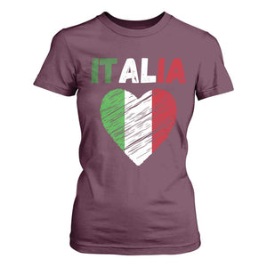 Italian Flag Heart T Shirt For Women Retro Vintage Italia Graphic