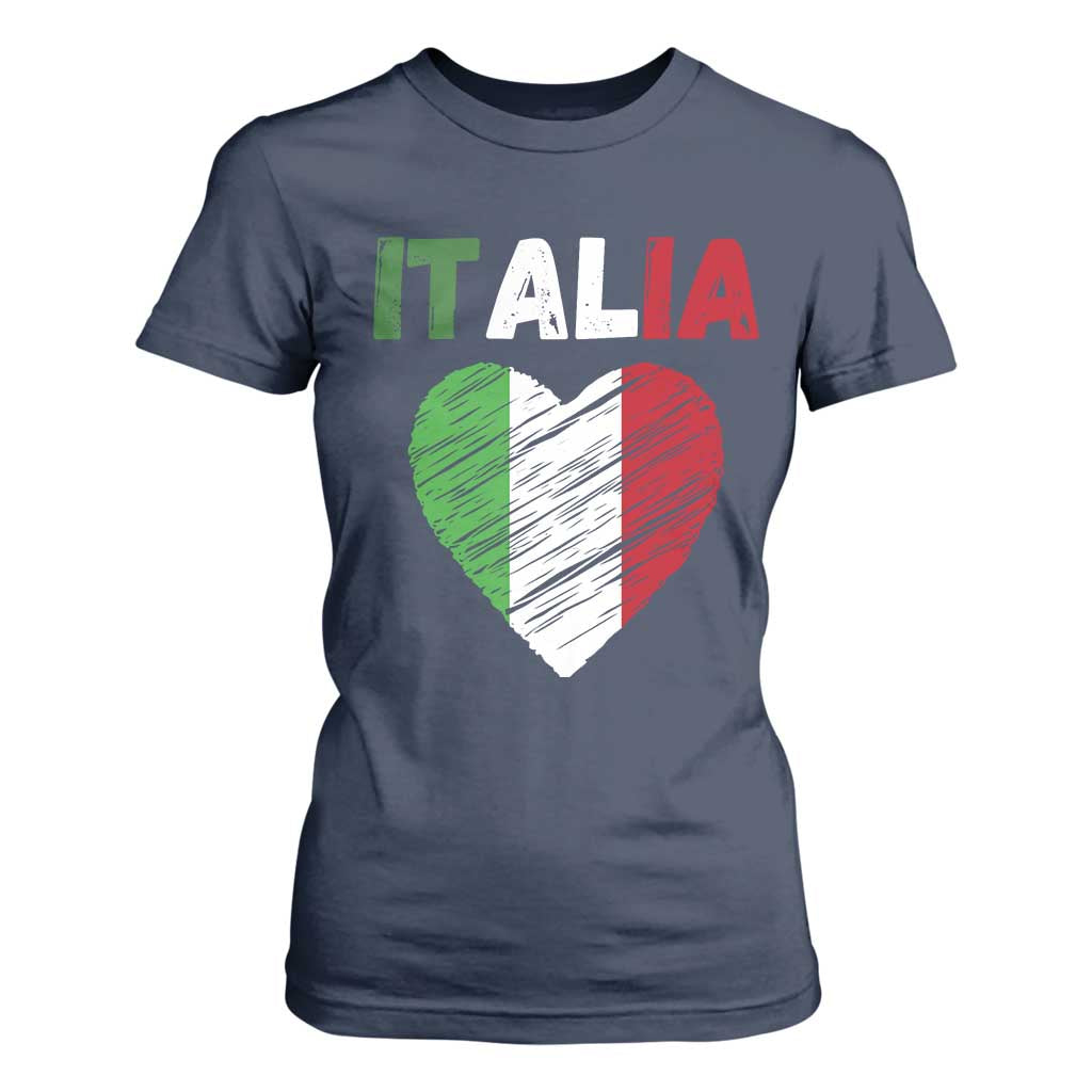 Italian Flag Heart T Shirt For Women Retro Vintage Italia Graphic