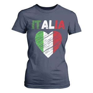 Italian Flag Heart T Shirt For Women Retro Vintage Italia Graphic