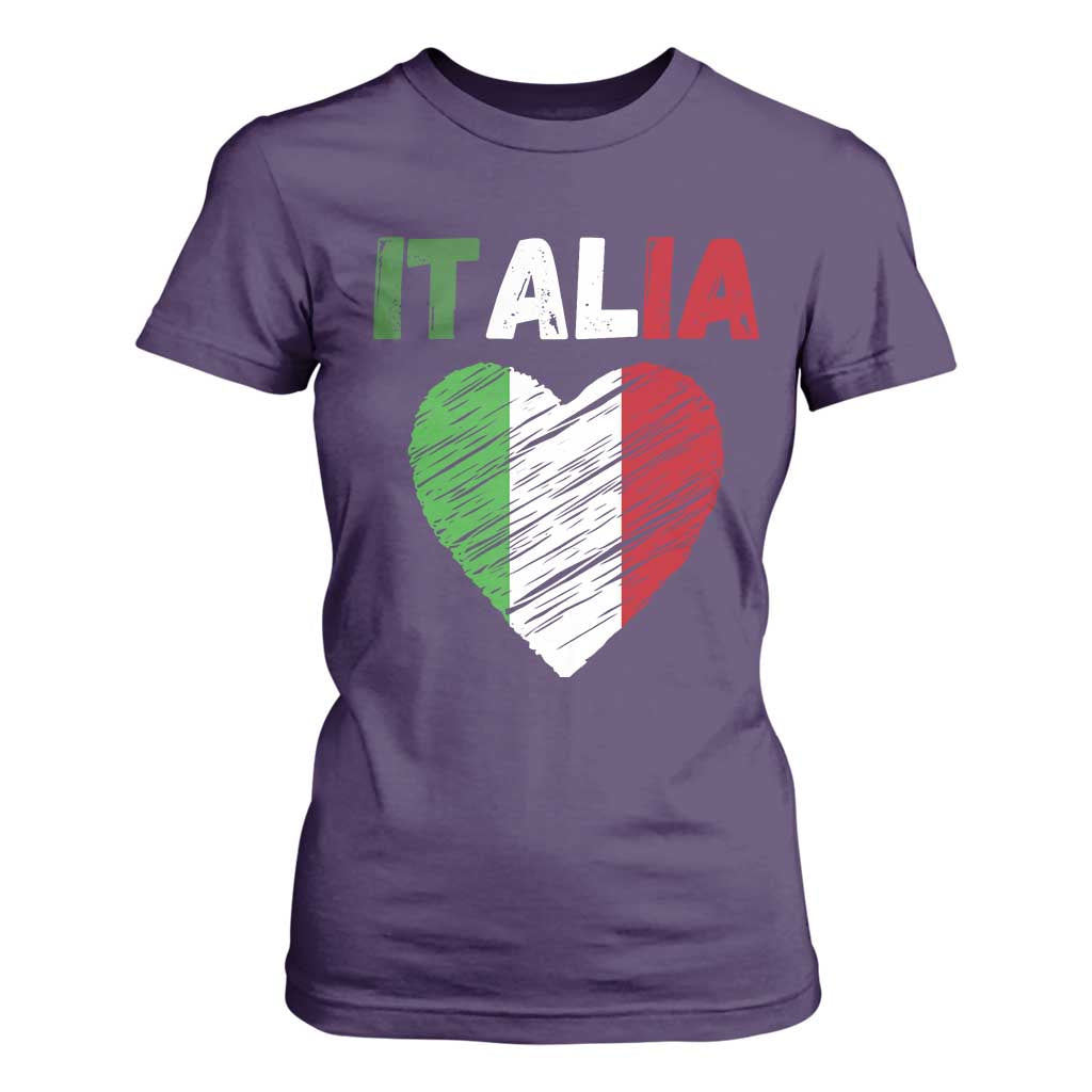 Italian Flag Heart T Shirt For Women Retro Vintage Italia Graphic