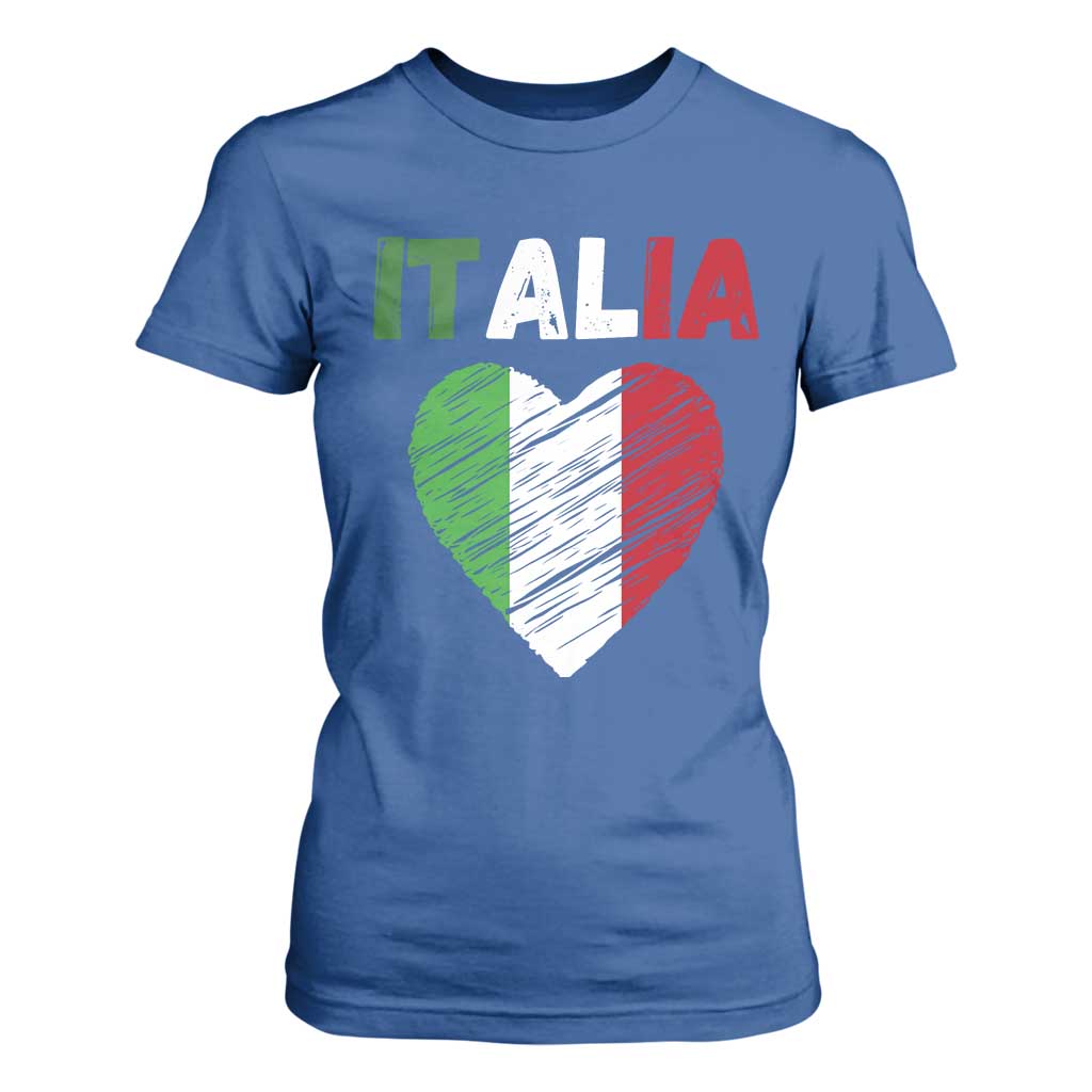 Italian Flag Heart T Shirt For Women Retro Vintage Italia Graphic