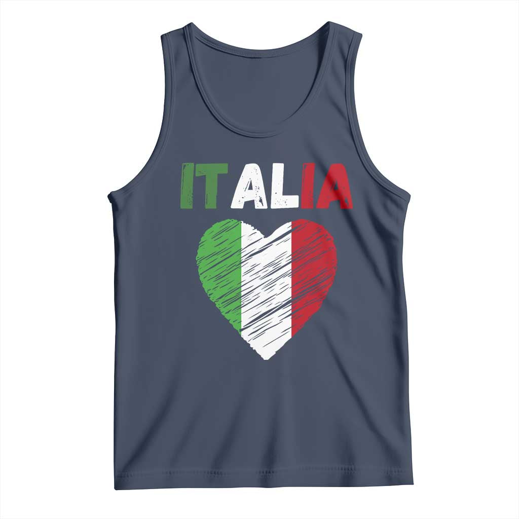 Italian Flag Heart Tank Top Retro Vintage Italia Graphic