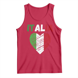 Italian Flag Heart Tank Top Retro Vintage Italia Graphic