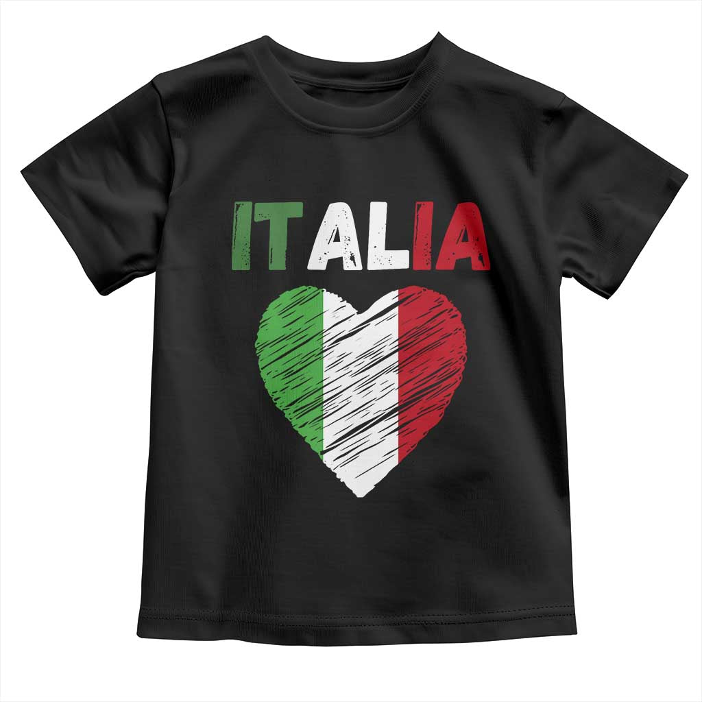 Italian Flag Heart Toddler T Shirt Retro Vintage Italia Graphic TS10 Black Print Your Wear
