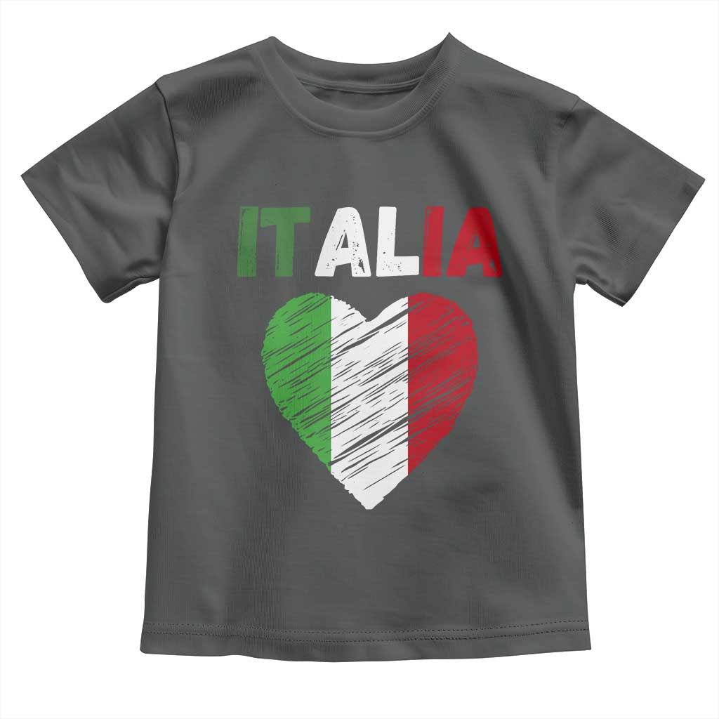 Italian Flag Heart Toddler T Shirt Retro Vintage Italia Graphic