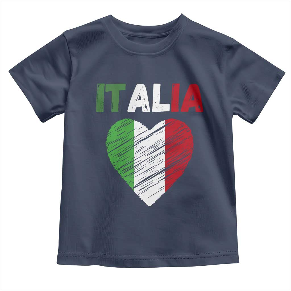 Italian Flag Heart Toddler T Shirt Retro Vintage Italia Graphic