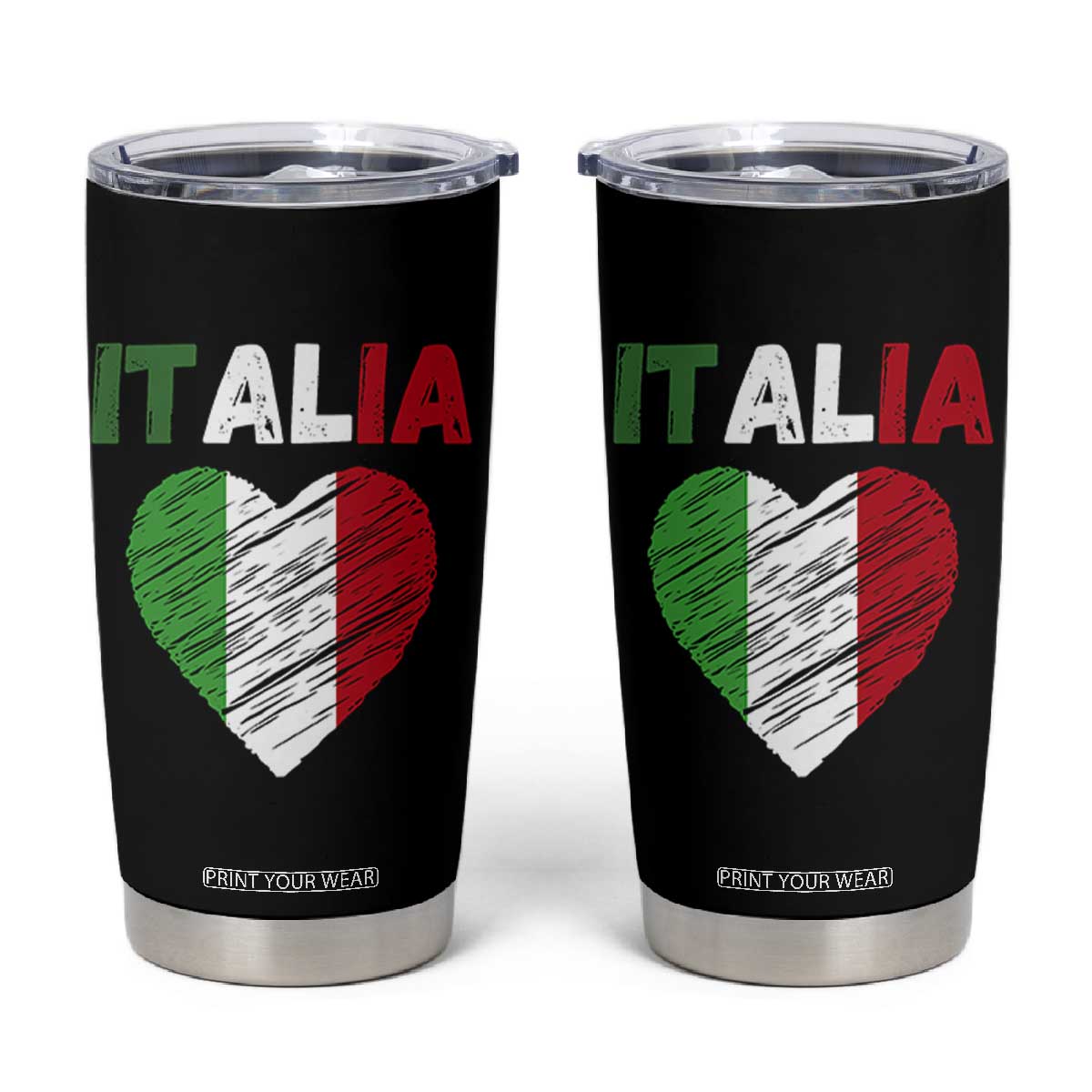 Italian Flag Heart Tumbler Cup Retro Vintage Italia Graphic