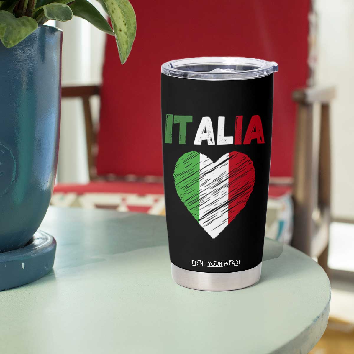 Italian Flag Heart Tumbler Cup Retro Vintage Italia Graphic