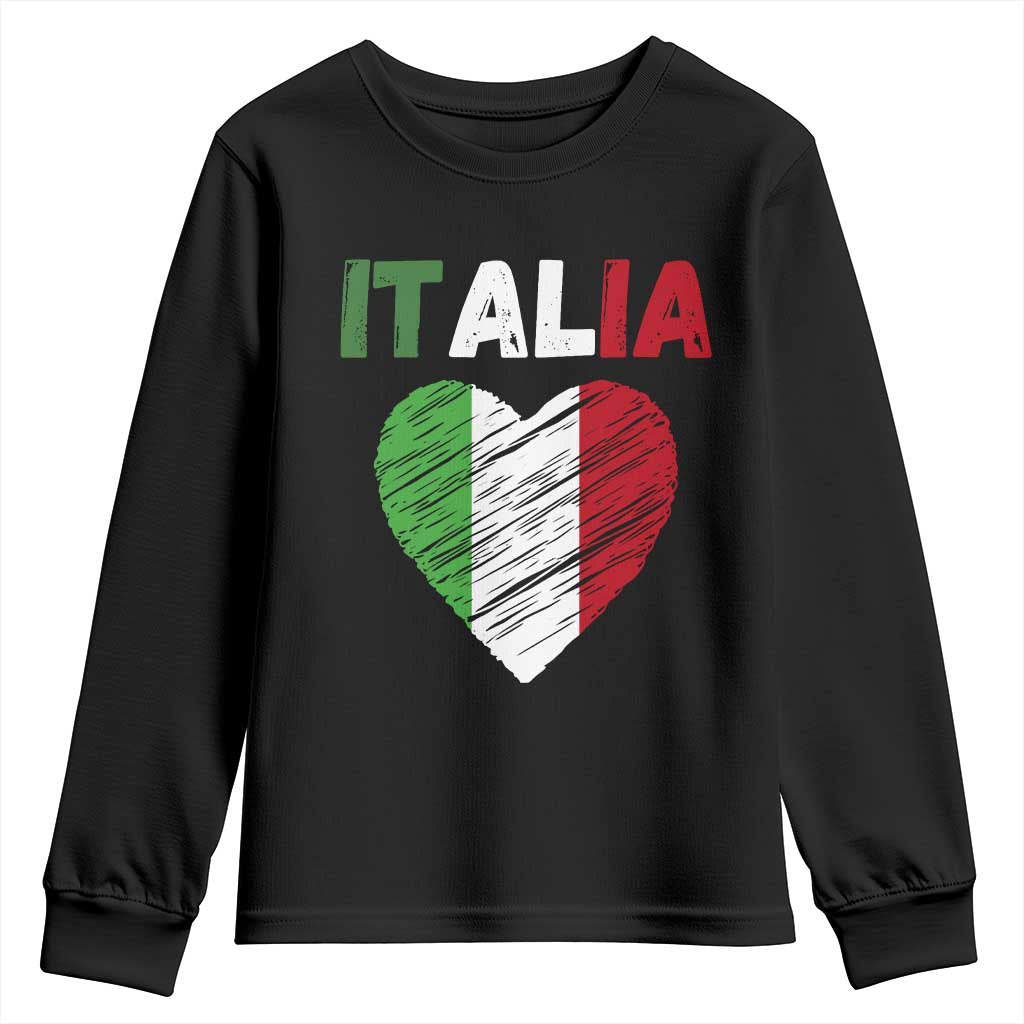 Italian Flag Heart Youth Sweatshirt Retro Vintage Italia Graphic TS10 Black Print Your Wear
