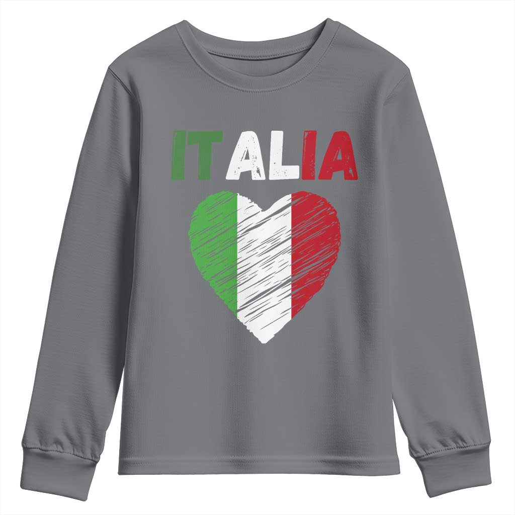 Italian Flag Heart Youth Sweatshirt Retro Vintage Italia Graphic